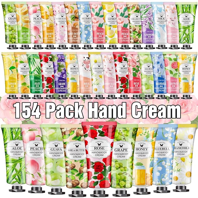154 Pack Hand Cream Gifts Set for Women, Bulk Hand Lotion for Birthday Gifts for Women, Bridesmaid Gifts, Thank You Gifts, Mini Moisturizing Hand Lotion Travel Size for Dry Cracked Hands