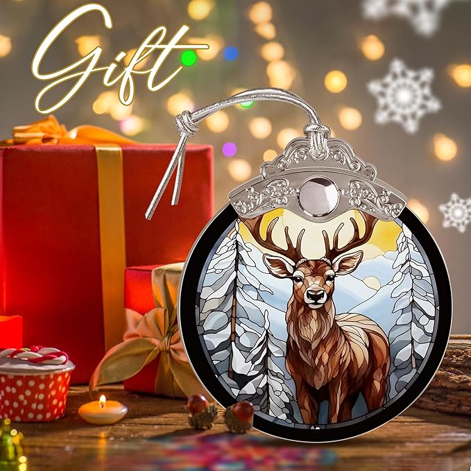 Deer Ornaments for Christmas Tree - Jocidea Deer Christmas Ornament - Beautiful Deer Ornament Gift - Holiday Keepsake - Deer Stocking Stuffer - Deer Gift