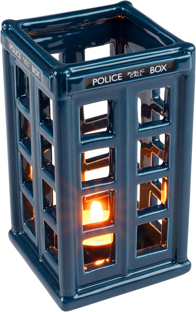 Doctor Who Tardis Police Box Candle Holder, 5.5" Ceramic - Holds Tealight & Votive Candles - Officially Licensed - Special Dr. Who Decor - Gift for Teens, Adults, Men, Women
