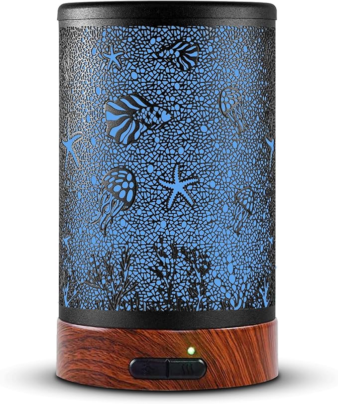 Aromatherapy Essential Oil Diffuser 150ml- Electric Cool Mist Aroma Diffuser with Intermittent Mode, Auto Shut-Off Protection, 7 Colors Changing LED Light for Home Office Decor & Gift (Sea)