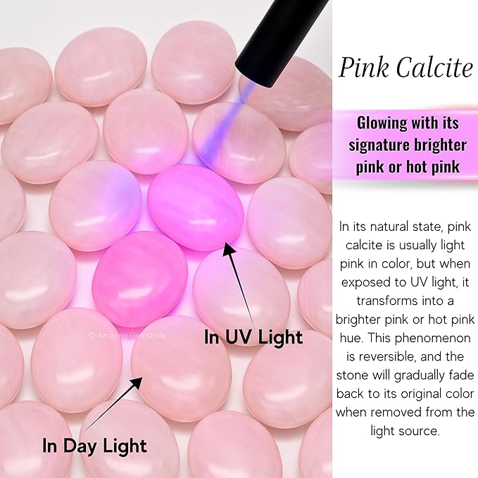 Amazing Gemstone Pink Calcite Crystals and Healing Stones - Large Palm Stone Crystals Piedra - Crystal for Good Luck,Balanced Positive Energy, Meditation - Unique Stocking Stuffers and Birthday Gifts