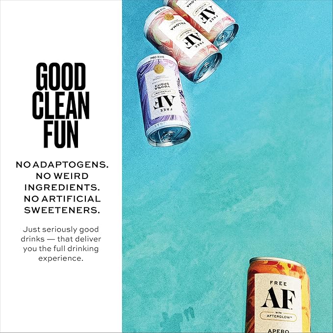 AF Drinks Non-Alcoholic Variety Pack | Alcohol Alternative Sparkling Cocktails with AFTERGLOW Botanical Warmth | Gluten-Free, Low-Calorie | 8.4 oz Cans (12-Pack)