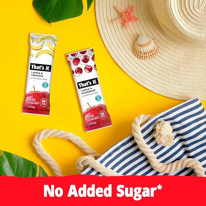 That’s it. Variety, 100% Natural Real Fruit Bar, High Fiber Vegan, Gluten Free Healthy Snack, Paleo for Children & Adults, Non GMO No Added Sugar, (Mango, Cherry, Banana) (36 Pack)