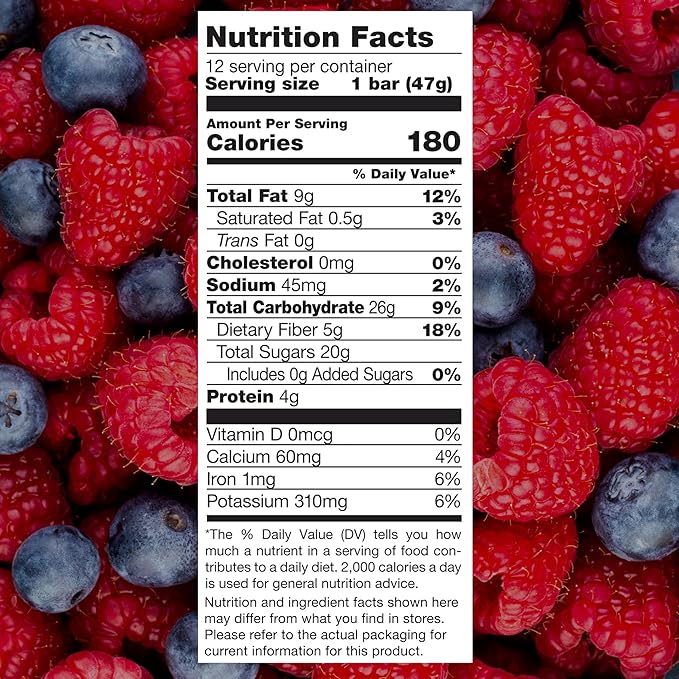 JONESBAR (Berries and Almonds, 12 Count (Pack of 1)), USDA Organic Fruit & Nut Bar, Non-GMO, Kosher, Vegan, Gluten Free, Simple Snack Bar