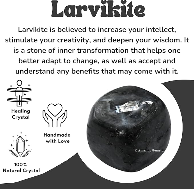 Amazing Gemstone Larvikite Crystals&Healing Stones Tumbled - 1 oz Larvikite Stone Gem Stones, Healing Stones for Energy Balance, Stress Relief - Premium Polished Gems Rocks for Meditation&Wellness