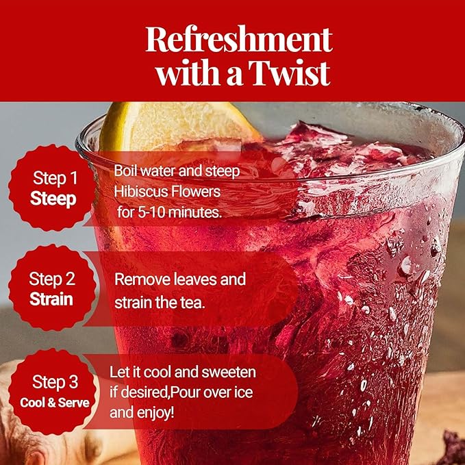 Akshit Hibiscus Ginger Tea, 50Tea Bags, Te De Hibisco, Hibiscus Tea Blend, Non-GMO, No Sugar, Caffeine free. Perfect for Hot or Iced Tea.