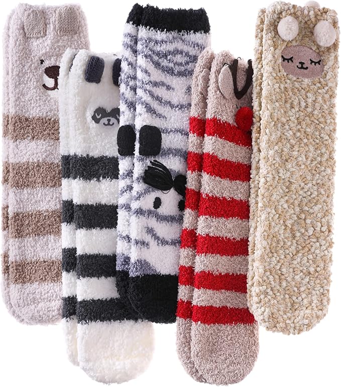 LINEMIN Womens Fuzzy Socks Cozy Fluffy Winter Warm Slipper Socks Microfiber Soft Home Sleeping Socks