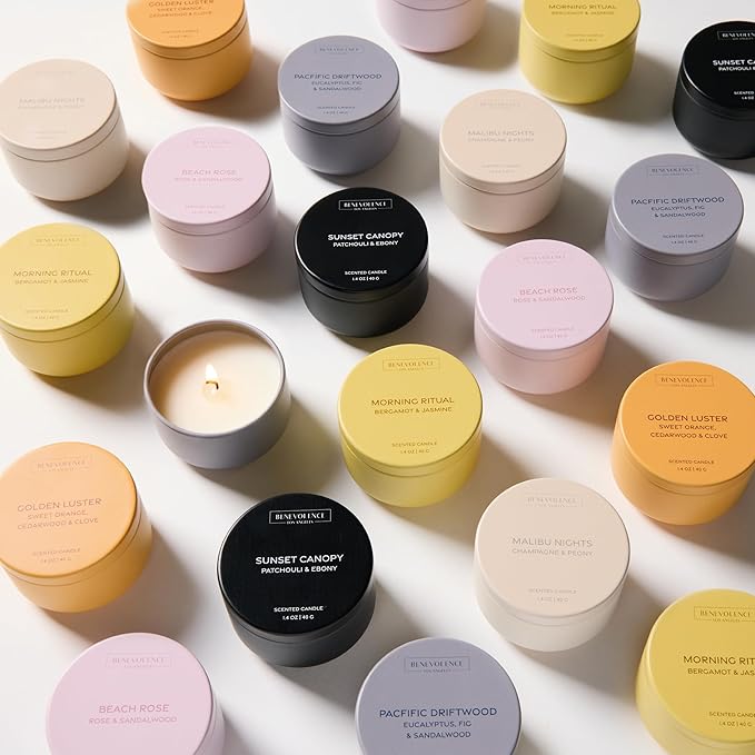 Benevolence LA Candle Gift Set – 6 Fall Scented Candles (1.4 oz) | Aromatherapy Candles with Orange, Eucalyptus, Rose & Jasmine | Cozy Seasonal Gift