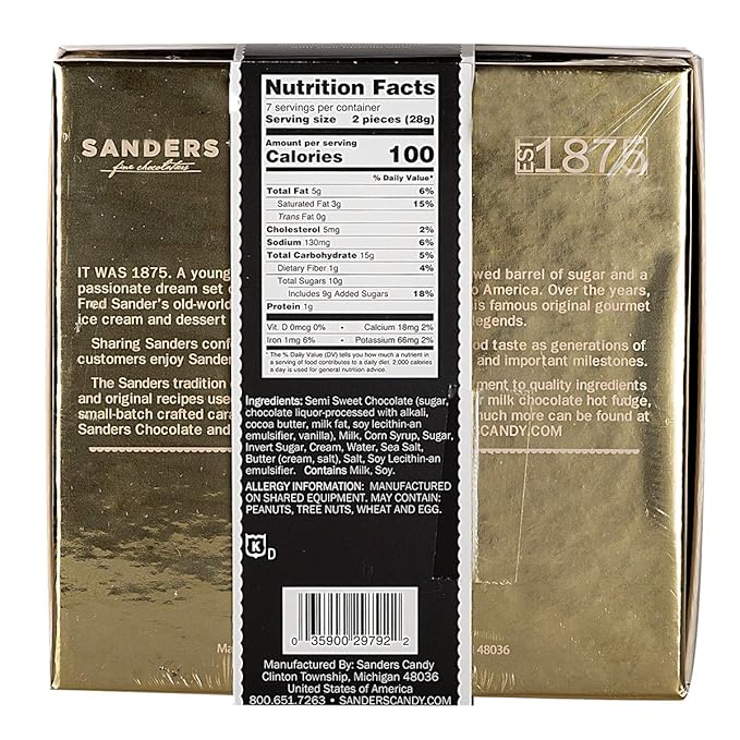Sanders Boulevard Dark Chocolate Sea Salt Caramels Gold, Chocolate Gift Box, 14 Pieces, 7 Ounce (14 Piece)