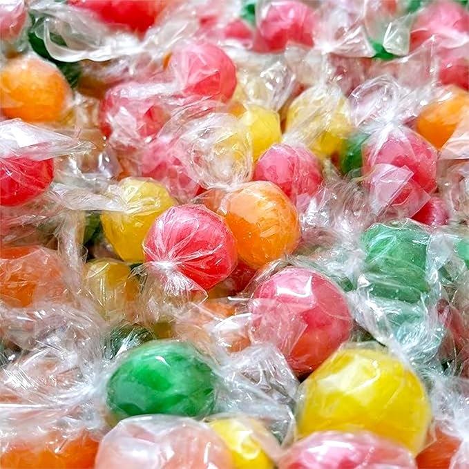 Assorted Sour Fruit Candy Balls, 1.5 lbs Bulk Hard Candy Balls, Individually Wrapped Old Fashioned Hard Candy Cherry, Lemon, Lime, and Orange Flavors(24 oz)