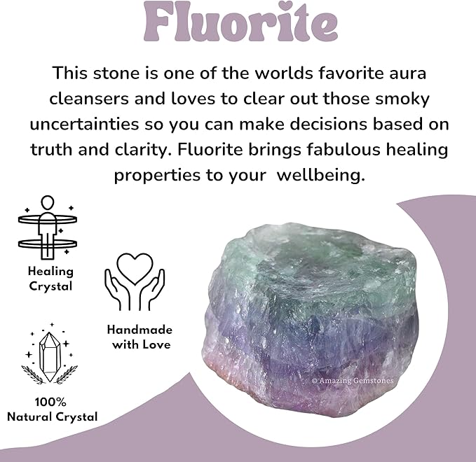 Amazing Gemstone Fluorite Raw Crystals and Healing Stones, Natural Rocks for Tumbling - DIY Raw Stones and Crystals, 2 Pieces