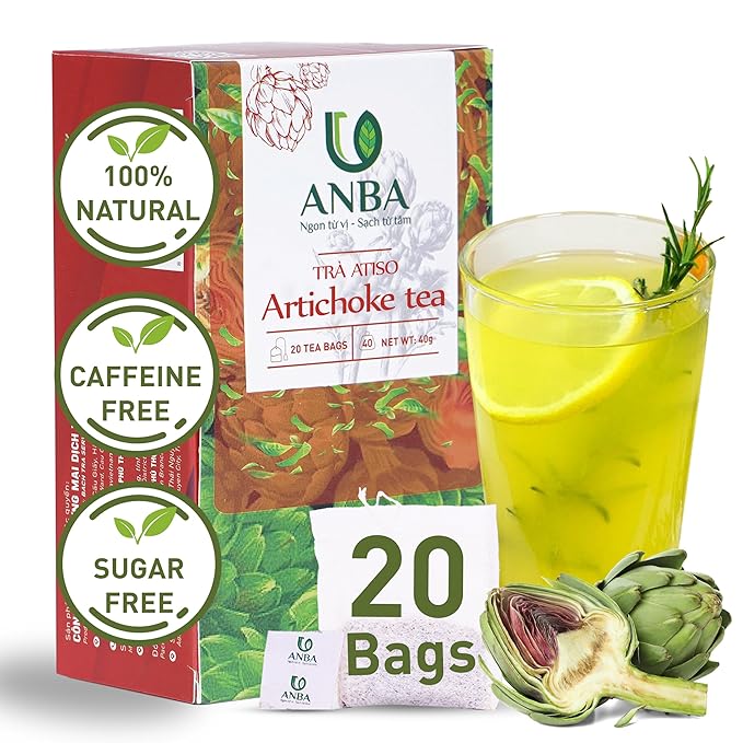 ANBA Artichoke Tea Bags 20 Count | Naturally Caffeine-Free | Pure & Handpicked Herbal Infusion | No Sugar Added | Refreshing Floral Taste| ISO HACCP Certified