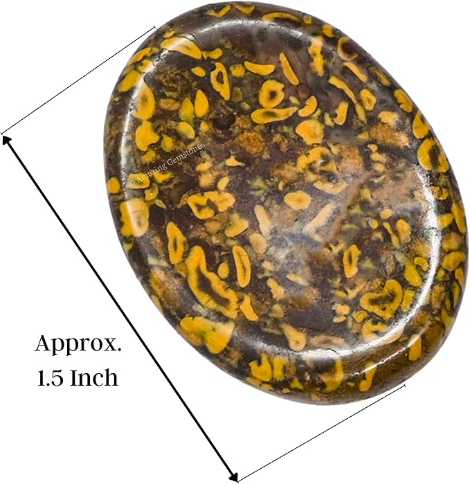 Amazing Gemstone Fruit Jasper Worry Stone Crystals and Healing Stones - Stress Relief Gifts - Piedra Crystal Fidget for Meditation, Relaxation - Unique Stocking Stuffers Birthday Gifts for Women, Men