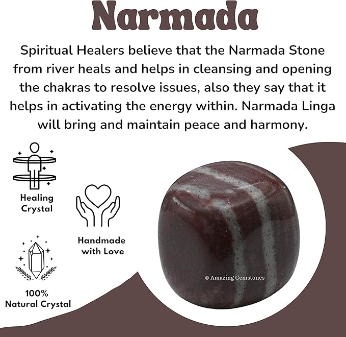 Amazing Gemstone 1oz Narmada Shiva Lingam Crystals & Healing Stones Tumbled,Healing Stones for Energy Balance,Stress Relief - Premium Polished Gems Rocks for Meditation&Wellness
