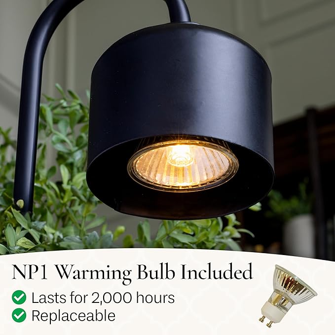Candle Warmers Etc. Black & Wood Arched Lamp – for Top-Down Warming & Flame-Free Fragrance