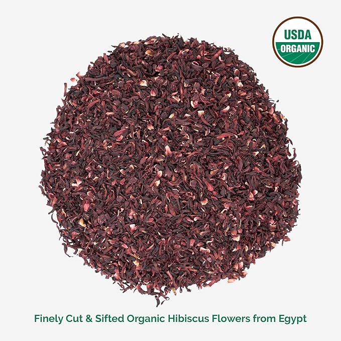 Zeeza Hibiscus Tea, 1LB, Organic Hibiscus Flowers from Egypt - Cut & Sifted - Loose Leaf Tea - Ideal for Agua Fresca, Iced Tea, & Karkadé