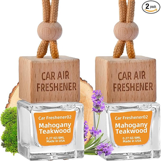 Car Air Freshener Hanging Diffuser – Long-Lasting Essential Oil Scent (Up to 60 Days) – Non-Toxic & Eco-Friendly – 2-Pack Auto Fresheners Made in USA