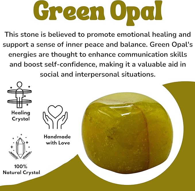 Amazing Gemstone Green Opal Crystals and Healing Stones Tumbled - 1000+ Carats Green Opal Stone, Natural Healing Stones for Energy Balance, Stress Relief - Premium Polished Gems Rocks for Meditation