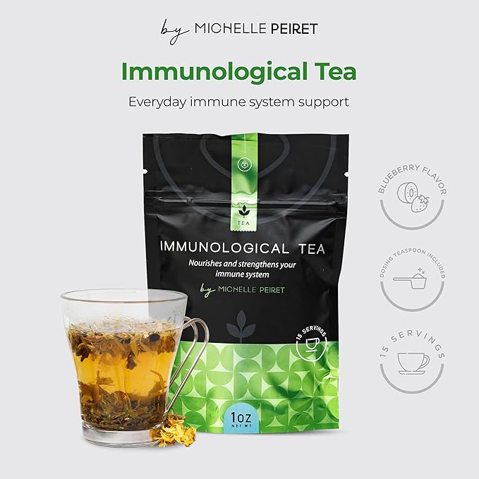 Michelle Peiret Immunity Tea, Natural Green Tea, Premium Blend for Immune System Support, Antioxidant-Rich Rooibos Tea, EGCG Source, 15 Servings