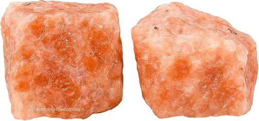 Amazing Gemstone 2 Pieces Sunstone Raw Crystals and Healing Stones, Natural Rocks for Tumbling and DIY Raw Stones and Crystals