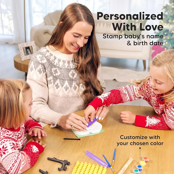 Baby Hand and Footprint Kit - Personalized Newborn Footprint Ornament, Clay Handprint Keepsake, Easy DIY Dog Paw Print Kit, Baby Shower Gifts for Boys, Girls, New Mom Gifts (with Love)