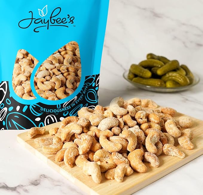 Dill Pickle Cashews 24 oz Resealable Pouch | Gourmet Roasted Cashews - Tangy, Savory, and Crunchy Snack - High-Protein, Vegan Friendly - Perfect for Snacking, Gifting, and Meal Prep | Jaybee's Nuts