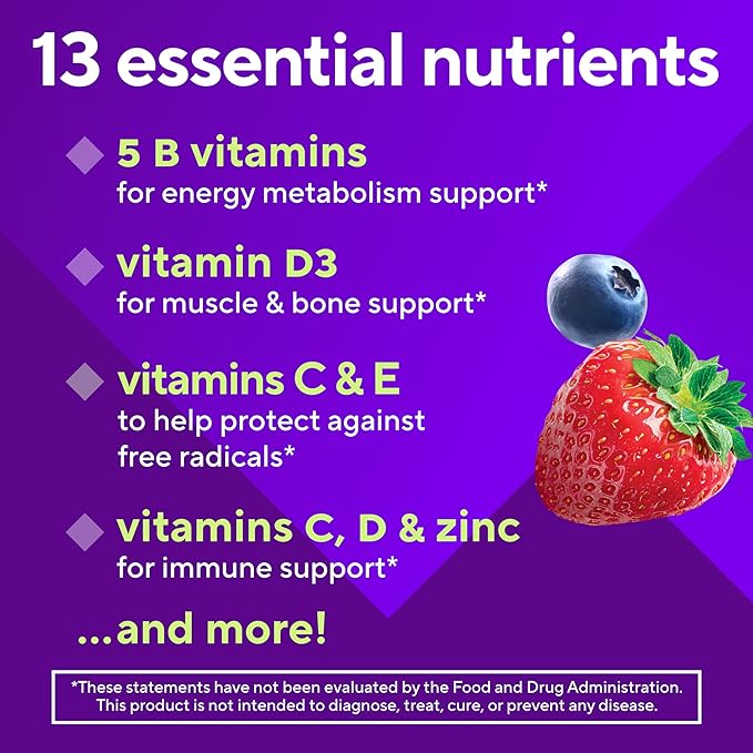 Vitafusion Sugar Free Men’s Multi Daily Gummy Multivitamins, Supports Energy Metabolism, Muscle and Immune Health (1), Mixed Berry Flavors, 90 Count