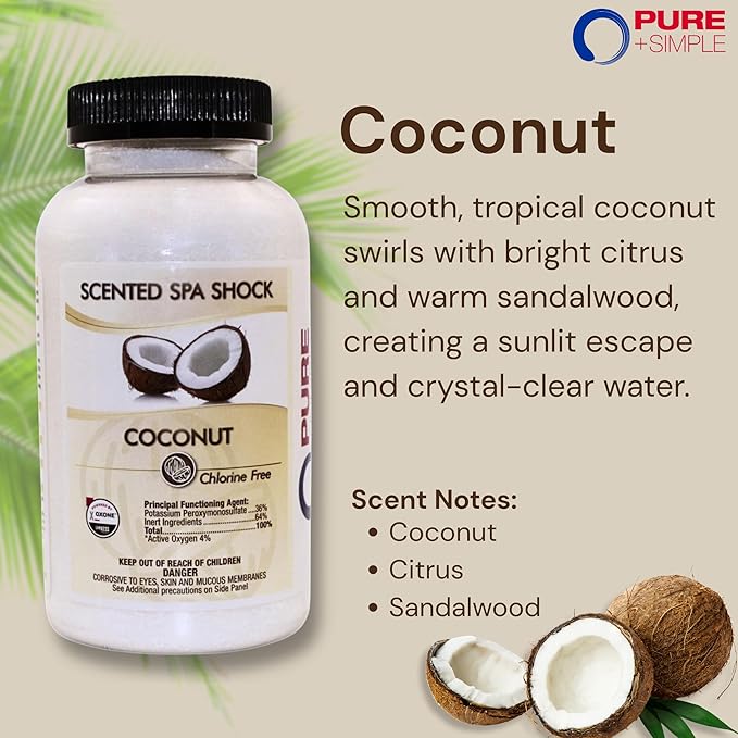 Coconut Aromatherapy Spa Shock Granules | Non-Chlorine Oxidizer for Spa & Hot Tub | Compatible with Bromine & Chlorine Tablets | Neutralizes Odors & Enhances Water Clarity, 2 lbs (Pack of 1)