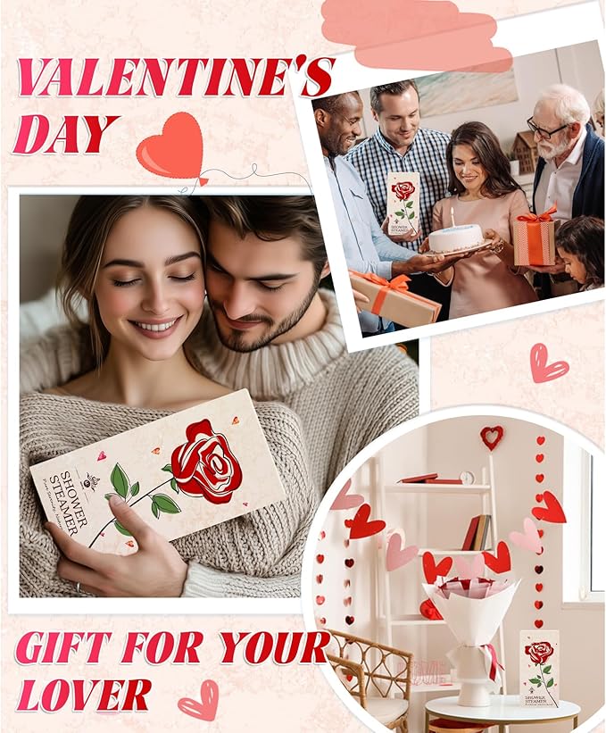 10 Rose Scented Shower Steamers – Luxe Aromatherapy Gift Set for Girls, Wives & Moms, Perfect Mother's Day Surprise