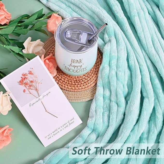 Get Well Soon Gifts For Women, 10 Pcs Care Package Get Well Gift Basket, Self Care Gifts with Luxury Flannel Blanket, Relaxing Spa Box Thinking of You Basket for Her, Mom Sister Best Friends