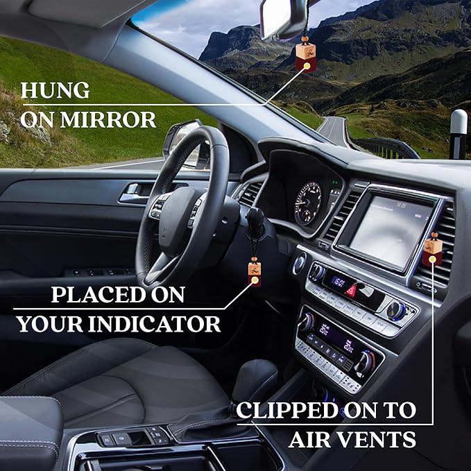 Carat Rouge Car Air Fresheners Gift Set | Luxury Perfume-Inspired Car Air Freshener for Women | Strong and Sophisticated Car Scents for Women | Refillable Essential Oil Infused Car Cologne by Perfa