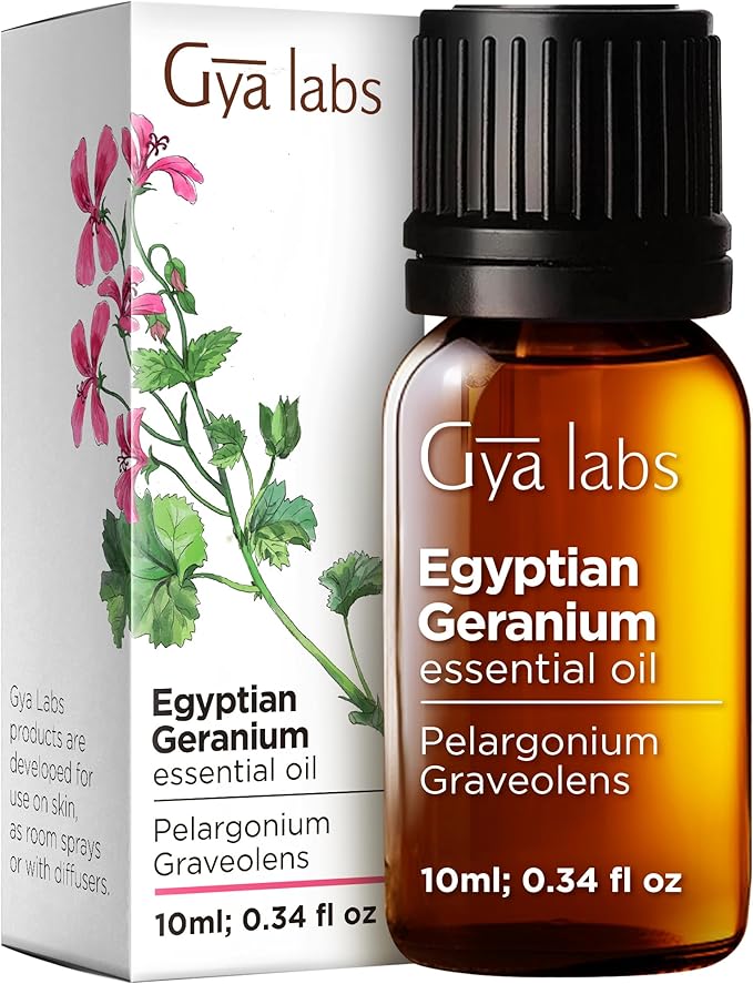 Gya Labs Egyptian Geranium Essential Oil - 0.34 Fl Oz - for Hair, Skin, Diffuser, Aromatherapy & DIY Candle Making Scent