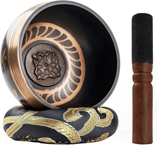 DomeStar Tibetan Singing Bowl Set, Authentic Handmade Meditation Bowl Stress Relief Yoga Set with Striker & Cushion for Sound Therapy, Chakra Healing, Spiritual Gatherings