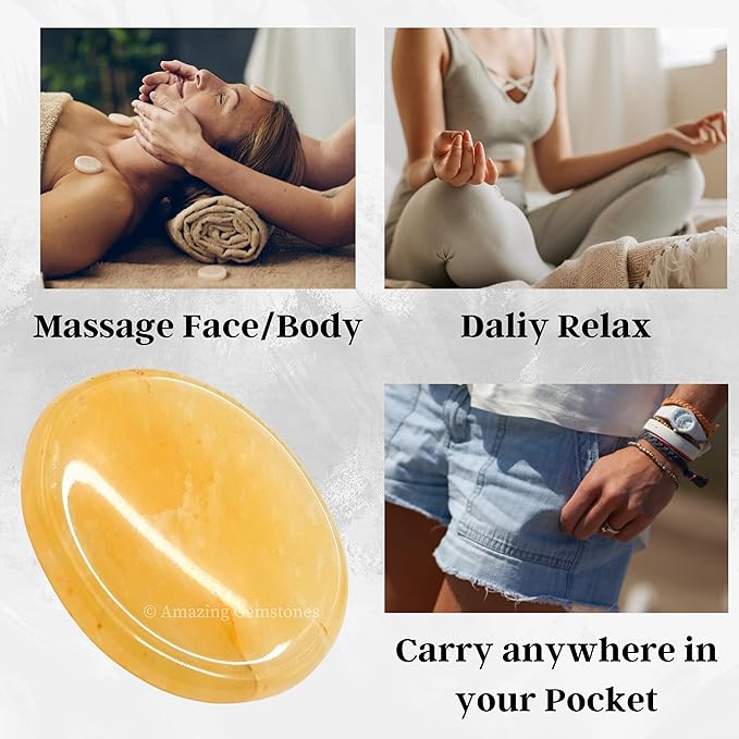 Amazing Gemstone Yellow Aventurine Worry Stone Crystals and Healing Stones - Worry Stones for Stress Relief Gifts - Piedra Crystal Fidget for Meditation - Unique Stocking Stuffers and Birthday Gifts