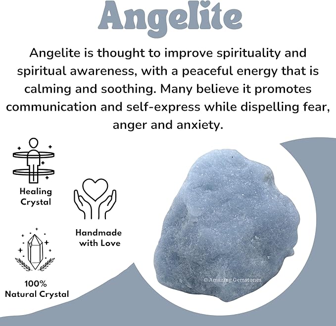 Amazing Gemstone Angelite Raw Crystals and Healing Stones, Natural Rocks for Tumbling - DIY Raw Stones and Crystals, 2 Pieces