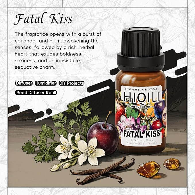 HIQILI Fatal Kiss Diffuser Oil, Fast Diffusion for Large Spaces, Pet - Safe, Suitable for Home and Other Scenarios - 0.34 Fl Oz