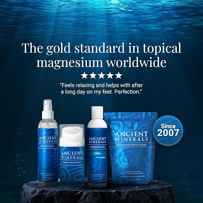 Ancient Minerals Ultra Magnesium Oil Spray Bottle of Pure Genuine Zechstein Magnesium Chloride - Topical Skin Application (8oz)