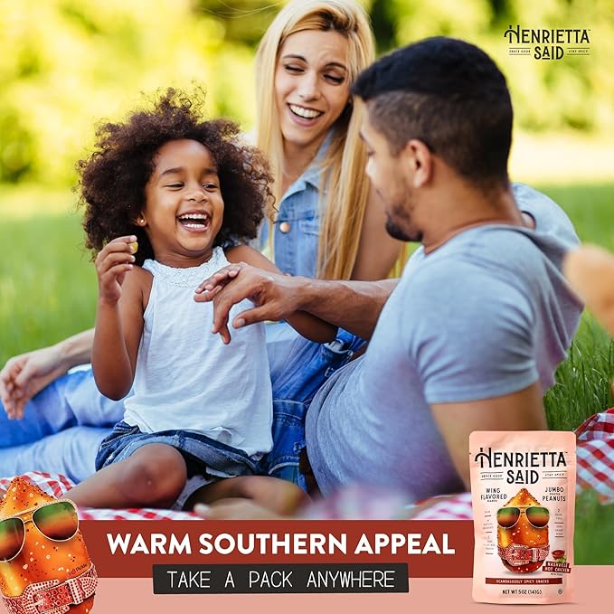 Henrietta Said Wing-Flavored Peanuts - Truly Good Foods Snacking Nuts - Bold Flavors - Savory & Spicy Jumbo Flavored Peanuts - Vegan Snack - 4 (5-oz) Packs - Nashville Hot Chicken With Pickle