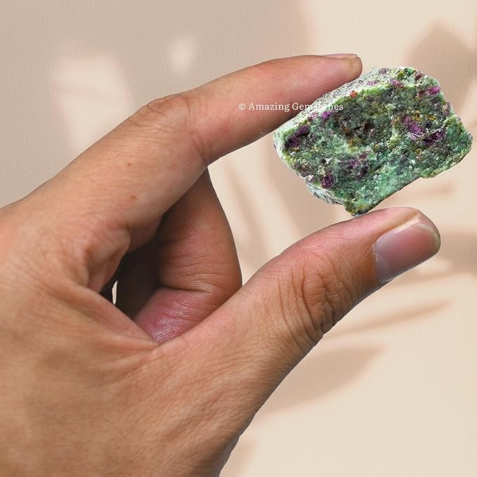 Amazing Gemstone 2 Pieces Ruby Fuchsite Raw Crystals and Healing Stones, Natural Rocks for Tumbling and DIY Raw Stones and Crystals