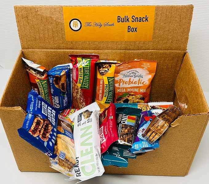 Snack Box Care Package Healthy 30 Count Variety Pack Granola Bars, Office, Travel, Bulk Snack Box, Granola & Nutrition Bars, College, Military, Work, individually wrapped Variety Pack for gifts, breakroom - THS.