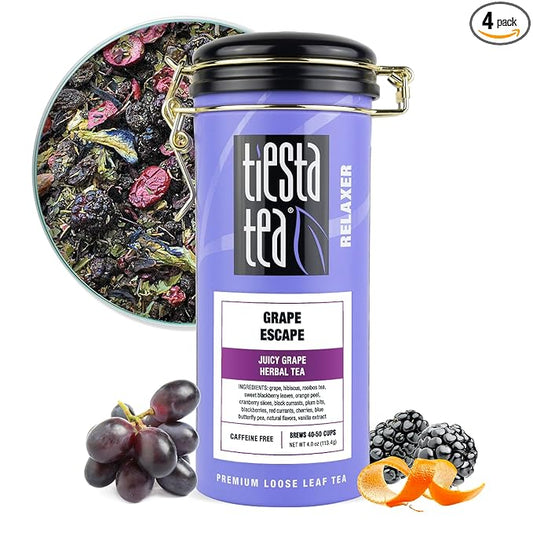 Tiesta Tea - Grape Escape, Loose Leaf, Juicy Grape Herbal Tea, Non Caffeinated Fruit Blends, Make Hot or Iced Up to 50 Cups, 4 oz Refillable Tin