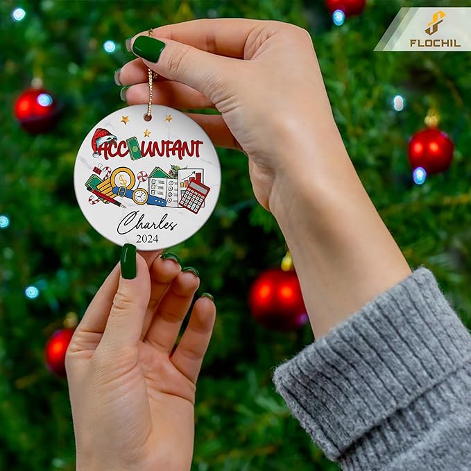 FLOCHIL Personalized Accountant Ornaments for Christmas Tree, Custom Accountant Christmas Ornament with Name, Gifts for Christmas