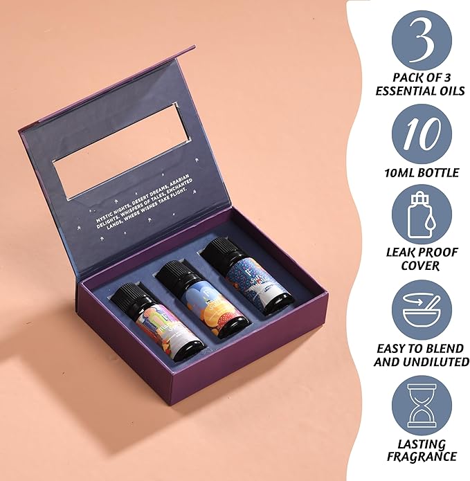Folkulture Essential Oils for Diffuser Oil | Essential Oils Set of 3 Fragrance Oil Diffuser Oils | Diffuser Oils Scents for Home | Fragrance Oil for Diffuser | Oud Rose & Oud Tabac