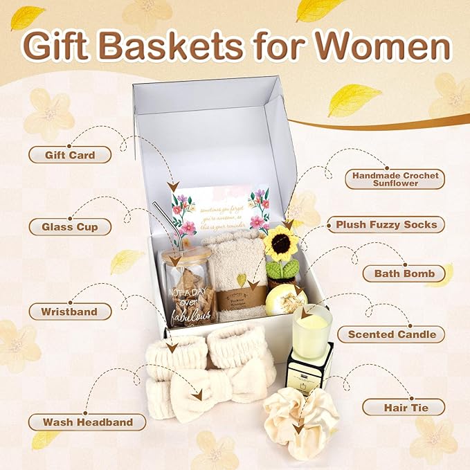 Gifts for Women, Birthday Gifts for Women, Best Friend Birthday Xmas Gifts, Get Well Soon Gift Basket, Spa Gift Set for Friends Female Sister Mom Wife Coworker Bestie Teen 10 pcs