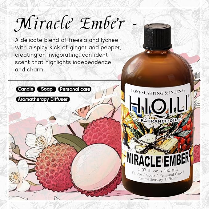 HIQILI Miracle Ember Fragrance Oil for Candle & Soap Making, Inspired by L.acome Mira-cle, Luxury Aroma for Room Air Freshener, Add to Essential Oil Diffuser - 5.07 Fl Oz