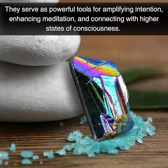 Amazing Gemstone 2 Pieces Titanium Aura Quartz Raw Pencil Points Crystals and Healing Stones, Natural Rocks for Meditation and DIY Raw Point Stones and Crystals