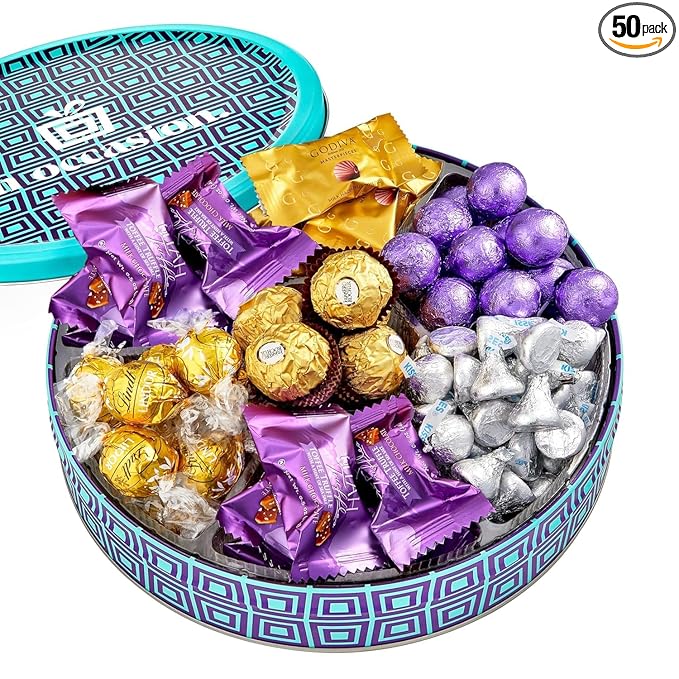 On Occasion Gourmet Chocolate Gift Box – Milk and Dark Chocolate Variety Pack – Individually Wrapped Sweets – Luxury Dessert Treats (50 Pieces)