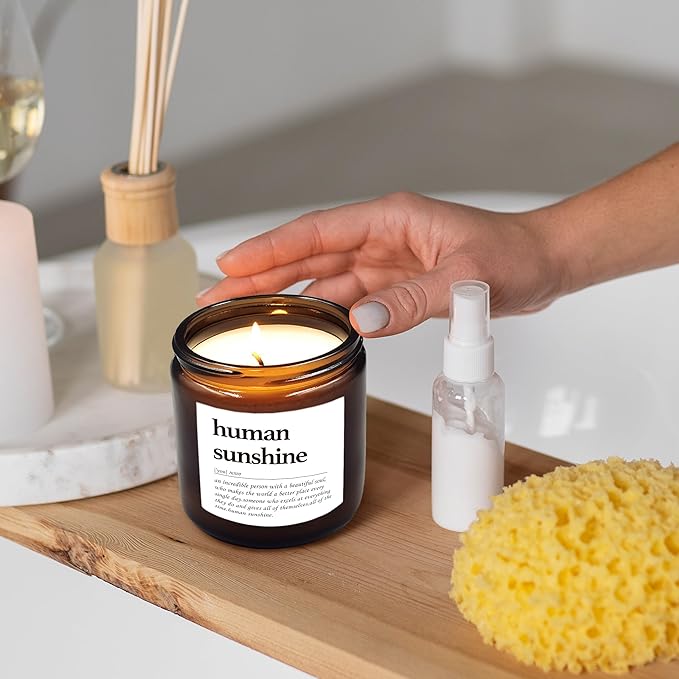 HIWX Human Sunshine Scented Candle - Appreciation Gifts for Teachers & Coworkers, Inspirational Thank You Christmas Soy Jar Candle, Lavender, Vetiver, Sandalwood Scented 8oz Holders