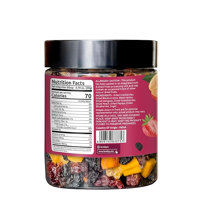 Farmley's Berry Mix | 8-in-1 Mixed Berries | Black Raisin, BlackCurrant, Peach, Papaya, Mango, Blueberry, Strawberry, Cranberry | 10.5 oz