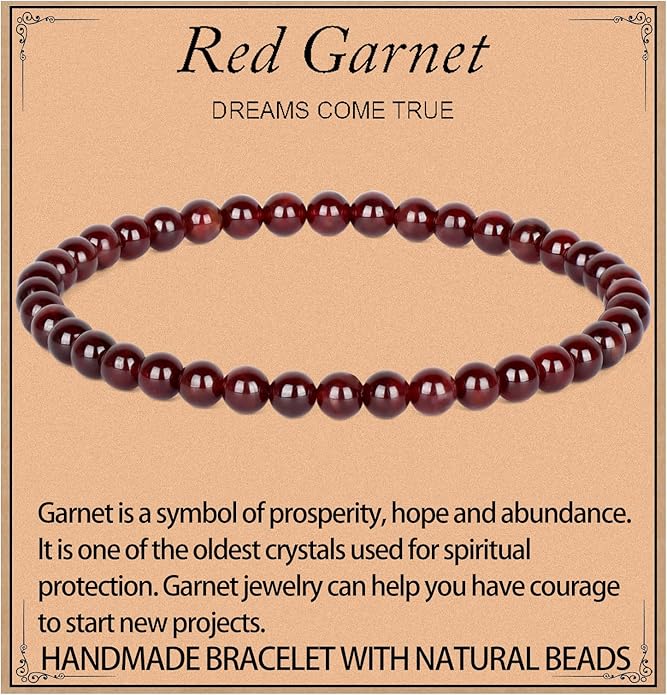 LPBeads Handmade Natural Gemstone Stretch Elastic Bracelet Healing Crystal Round Stone Beads Jewelry Gifts for Women Men